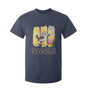 Its A Good Day To Crochet T Shirt For Kid Cute Cat Chasing Yarn TS12 Navy Print Your Wear