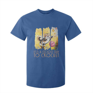 Its A Good Day To Crochet T Shirt For Kid Cute Cat Chasing Yarn TS12 Royal Blue Print Your Wear