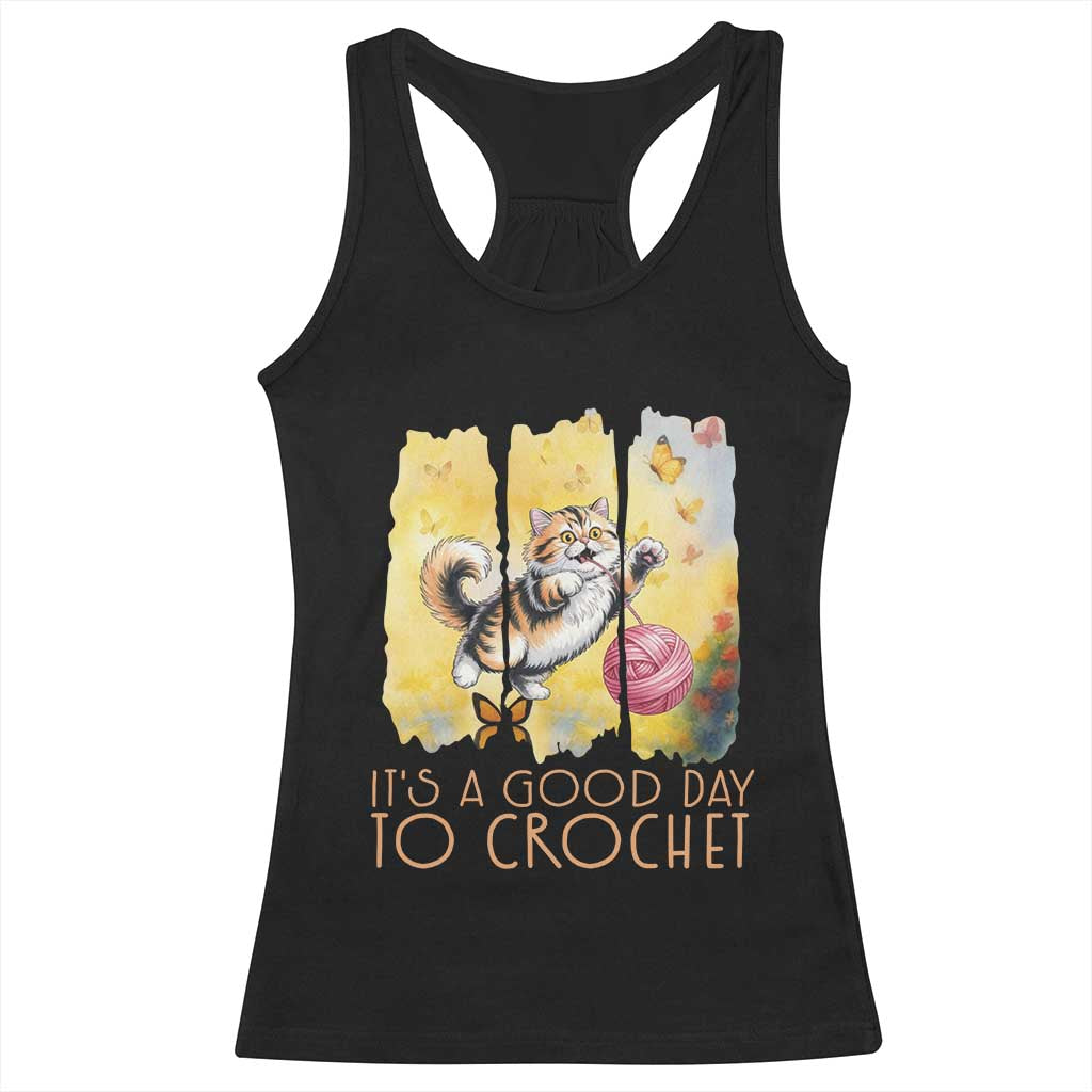 Its A Good Day To Crochet Racerback Tank Top Cute Cat Chasing Yarn TS12 Black Print Your Wear