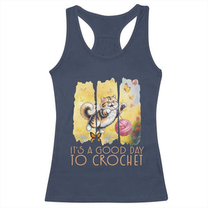 Its A Good Day To Crochet Racerback Tank Top Cute Cat Chasing Yarn TS12 Navy Print Your Wear