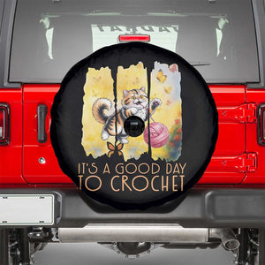 Its A Good Day To Crochet Spare Tire Cover Cute Cat Chasing Yarn TS12 Black Print Your Wear