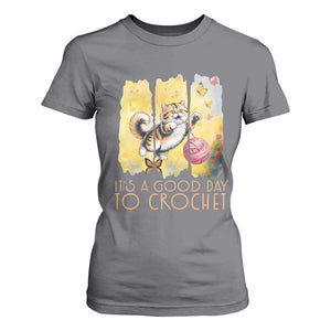 Its A Good Day To Crochet T Shirt For Women Cute Cat Chasing Yarn TS12 Charcoal Print Your Wear