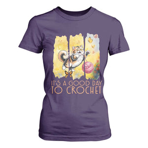 Its A Good Day To Crochet T Shirt For Women Cute Cat Chasing Yarn TS12 Purple Print Your Wear