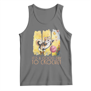 Its A Good Day To Crochet Tank Top Cute Cat Chasing Yarn TS12 Black Heather Print Your Wear