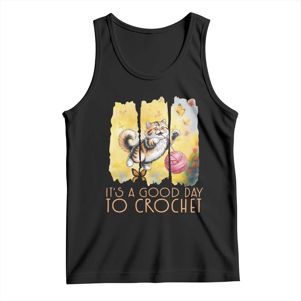 Its A Good Day To Crochet Tank Top Cute Cat Chasing Yarn TS12 Black Print Your Wear