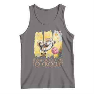 Its A Good Day To Crochet Tank Top Cute Cat Chasing Yarn TS12 Deep Heather Print Your Wear