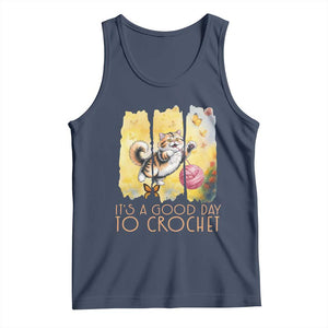 Its A Good Day To Crochet Tank Top Cute Cat Chasing Yarn TS12 Navy Print Your Wear