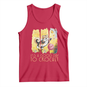 Its A Good Day To Crochet Tank Top Cute Cat Chasing Yarn TS12 Red Print Your Wear