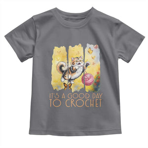 Its A Good Day To Crochet Toddler T Shirt Cute Cat Chasing Yarn TS12 Charcoal Print Your Wear