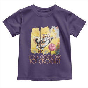 Its A Good Day To Crochet Toddler T Shirt Cute Cat Chasing Yarn TS12 Purple Print Your Wear