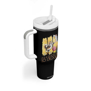 Its A Good Day To Crochet Tumbler With Handle Cute Cat Chasing Yarn TS12 Print Your Wear