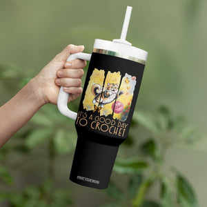 Its A Good Day To Crochet Tumbler With Handle Cute Cat Chasing Yarn TS12 Print Your Wear