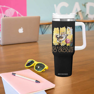 Its A Good Day To Crochet Tumbler With Handle Cute Cat Chasing Yarn TS12 Print Your Wear