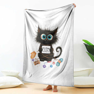 Funny Cat Crochet Lover Throw Blanket Its Fine I am Fine Everything Is Fine TS12 Print Your Wear