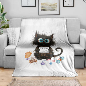 Funny Cat Crochet Lover Throw Blanket Its Fine I am Fine Everything Is Fine TS12 Print Your Wear