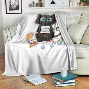 Funny Cat Crochet Lover Throw Blanket Its Fine I am Fine Everything Is Fine TS12 Print Your Wear