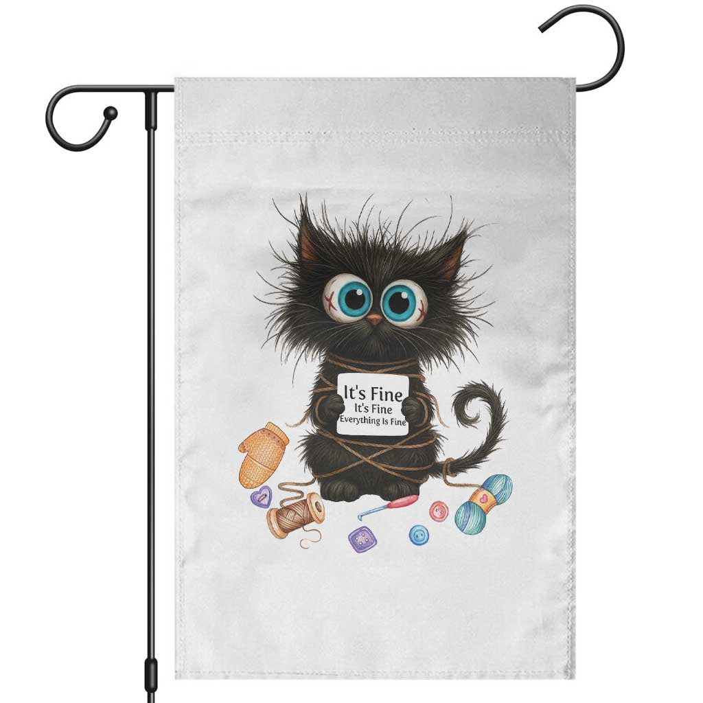 Funny Cat Crochet Lover Garden Flag Its Fine I am Fine Everything Is Fine TS12 White Print Your Wear