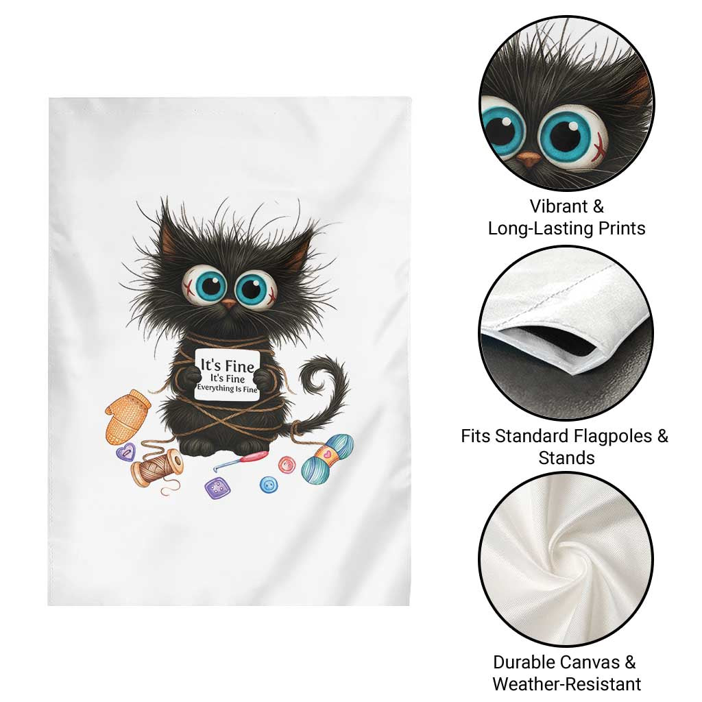 Funny Cat Crochet Lover Garden Flag Its Fine I am Fine Everything Is Fine TS12 Print Your Wear