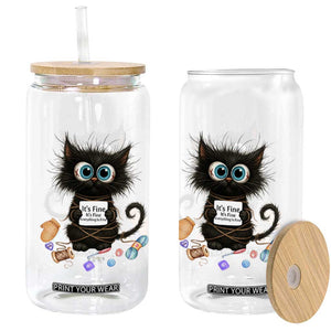 Funny Cat Crochet Lover Glass Can Its Fine I am Fine Everything Is Fine TS12 Print Your Wear