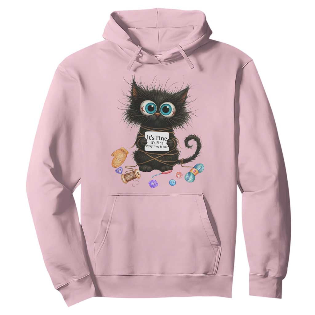 Funny Cat Crochet Lover Hoodie Its Fine I am Fine Everything Is Fine TS12 Light Pink Print Your Wear