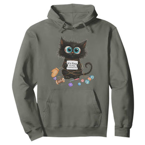 Funny Cat Crochet Lover Hoodie Its Fine I am Fine Everything Is Fine TS12 Military Green Print Your Wear