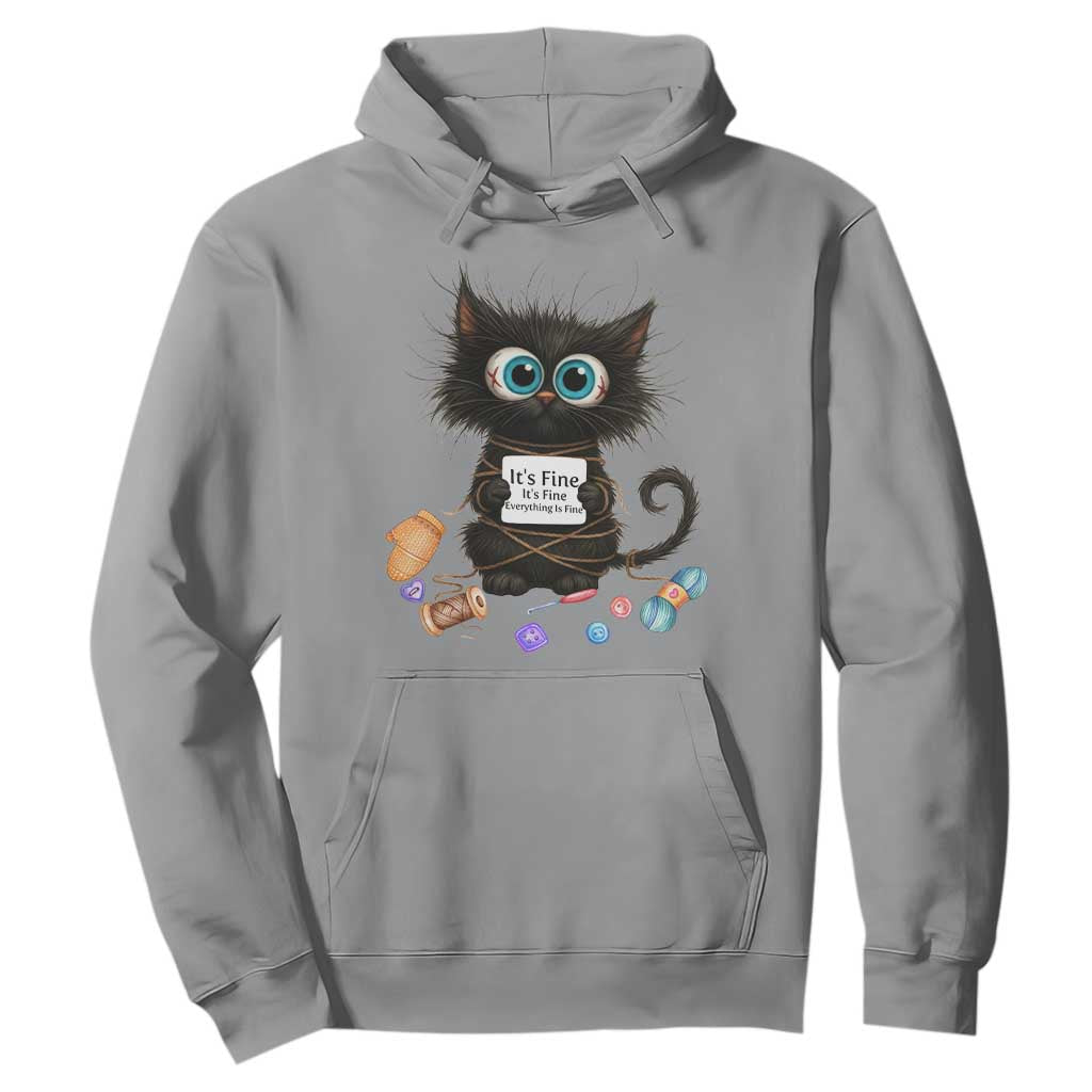 Funny Cat Crochet Lover Hoodie Its Fine I am Fine Everything Is Fine TS12 Sport Gray Print Your Wear