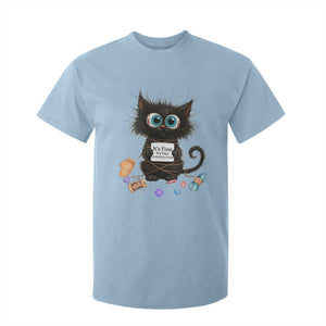 Funny Cat Crochet Lover T Shirt For Kid Its Fine I am Fine Everything Is Fine TS12 Light Blue Print Your Wear