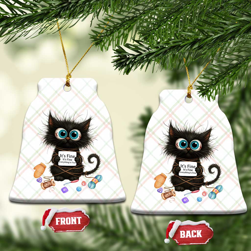 Funny Cat Crochet Lover Ceramic Ornament Its Fine I am Fine Everything Is Fine TS12 Print Your Wear