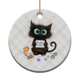 Funny Cat Crochet Lover Ceramic Ornament Its Fine I am Fine Everything Is Fine TS12 1pc Christmas Plaid Print Your Wear