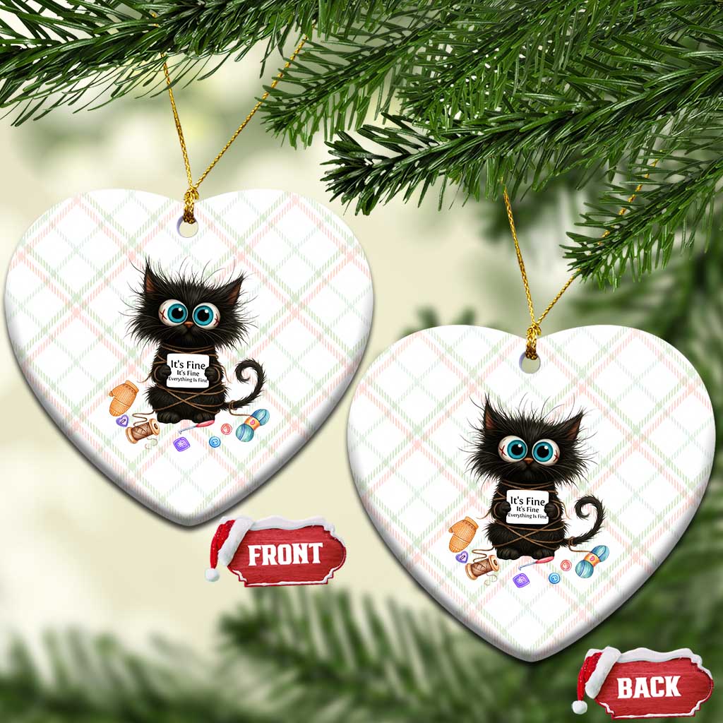 Funny Cat Crochet Lover Ceramic Ornament Its Fine I am Fine Everything Is Fine TS12 Print Your Wear