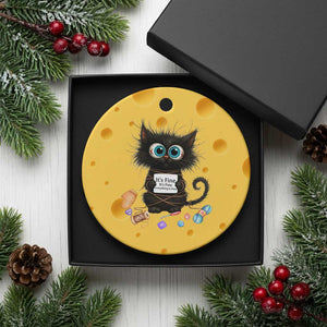 Funny Cat Crochet Lover Ceramic Ornament Its Fine I am Fine Everything Is Fine TS12 1pc Yellow Cheese Print Your Wear