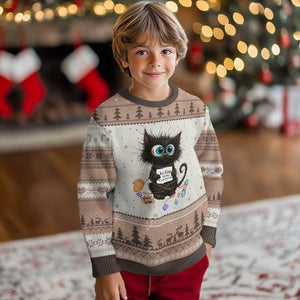 Funny Cat Crochet Lover Ugly Christmas Sweater Its Fine I am Fine Everything Is Fine TS12 Mocha Mousse Print Your Wear