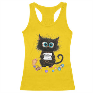 Funny Cat Crochet Lover Racerback Tank Top Its Fine I am Fine Everything Is Fine TS12 Daisy Print Your Wear