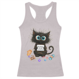 Funny Cat Crochet Lover Racerback Tank Top Its Fine I am Fine Everything Is Fine TS12 Ice Gray Print Your Wear
