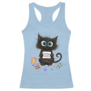 Funny Cat Crochet Lover Racerback Tank Top Its Fine I am Fine Everything Is Fine TS12 Light Blue Print Your Wear