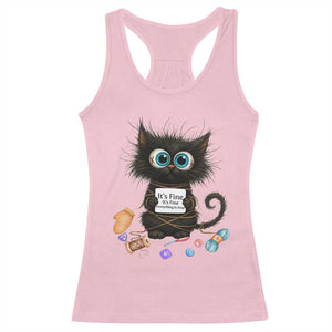 Funny Cat Crochet Lover Racerback Tank Top Its Fine I am Fine Everything Is Fine TS12 Light Pink Print Your Wear