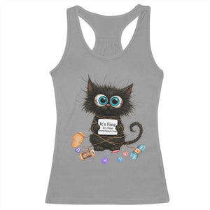 Funny Cat Crochet Lover Racerback Tank Top Its Fine I am Fine Everything Is Fine TS12 Sport Gray Print Your Wear
