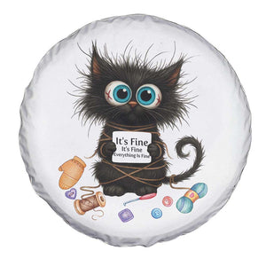 Funny Cat Crochet Lover Spare Tire Cover Its Fine I am Fine Everything Is Fine TS12 Print Your Wear