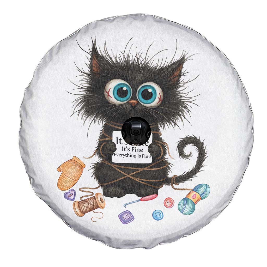 Funny Cat Crochet Lover Spare Tire Cover Its Fine I am Fine Everything Is Fine TS12 Print Your Wear