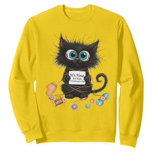 Funny Cat Crochet Lover Sweatshirt Its Fine I am Fine Everything Is Fine TS12 Daisy Print Your Wear