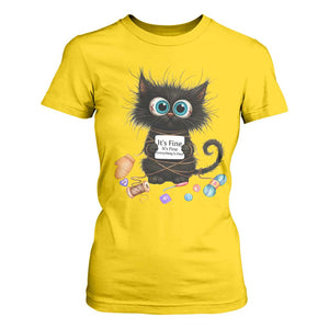 Funny Cat Crochet Lover T Shirt For Women Its Fine I am Fine Everything Is Fine TS12 Daisy Print Your Wear