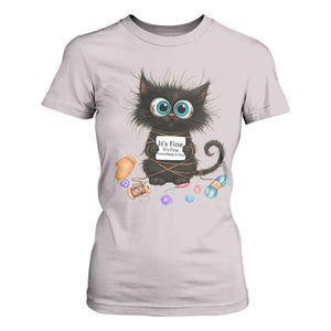Funny Cat Crochet Lover T Shirt For Women Its Fine I am Fine Everything Is Fine TS12 Ice Gray Print Your Wear