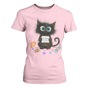 Funny Cat Crochet Lover T Shirt For Women Its Fine I am Fine Everything Is Fine TS12 Light Pink Print Your Wear