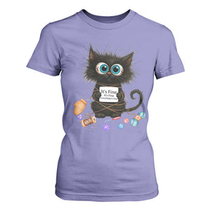 Funny Cat Crochet Lover T Shirt For Women Its Fine I am Fine Everything Is Fine TS12 Violet Print Your Wear
