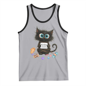 Funny Cat Crochet Lover Tank Top Its Fine I am Fine Everything Is Fine TS12 Athletic Heather Black Print Your Wear