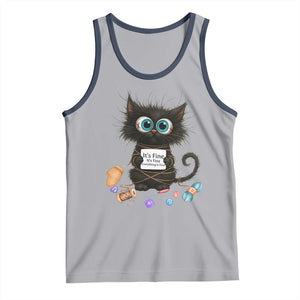 Funny Cat Crochet Lover Tank Top Its Fine I am Fine Everything Is Fine TS12 Athletic Heather Navy Print Your Wear
