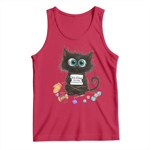 Funny Cat Crochet Lover Tank Top Its Fine I am Fine Everything Is Fine TS12 Red Print Your Wear