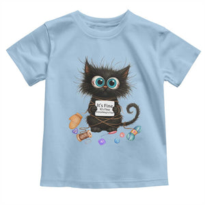 Funny Cat Crochet Lover Toddler T Shirt Its Fine I am Fine Everything Is Fine TS12 Light Blue Print Your Wear