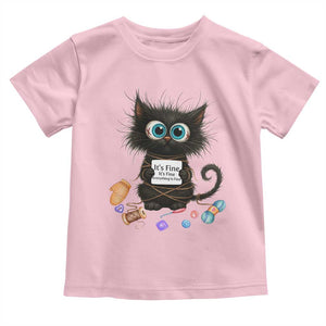 Funny Cat Crochet Lover Toddler T Shirt Its Fine I am Fine Everything Is Fine TS12 Light Pink Print Your Wear