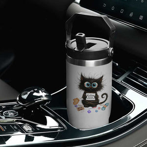 Funny Cat Crochet Lover Flip Straw Tumbler Its Fine I am Fine Everything Is Fine TS12 Print Your Wear